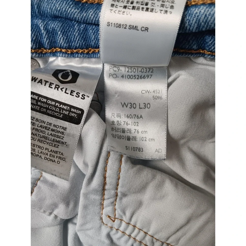 Levi's 501 Jeans Mens W30 L30 Blue Light Wash Distressed Denim Regular Fit